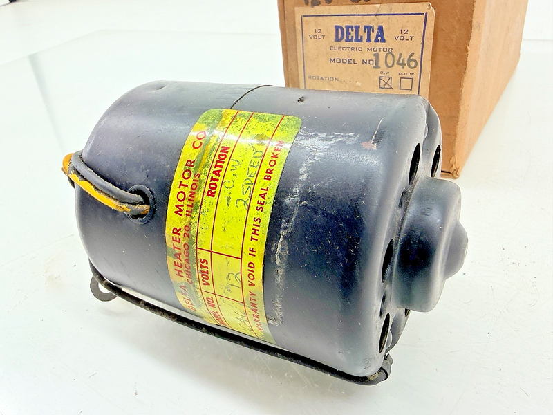 NOS DELTA HEATER MOTOR 1046 - ROTATION CW 2 SPEED - 5/16" SHAFT - 12V C74-7