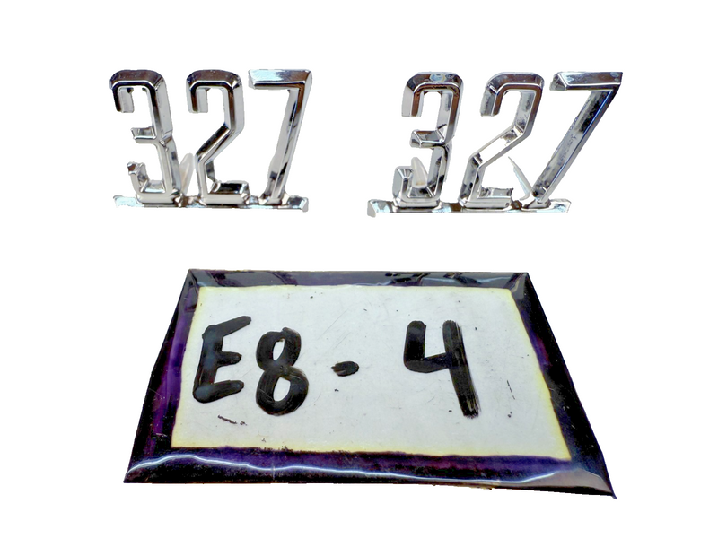 OEM GM 327 PAIR Front Fender Emblem 1965 - 1967 GM Chevrolet GM 3865834 E8-4