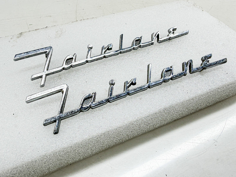 OEM 1956 FORD FAIRLANE HOOD / TRUNK EMBLEM PAIR BN-16604-B BN-7042526-B E10-79
