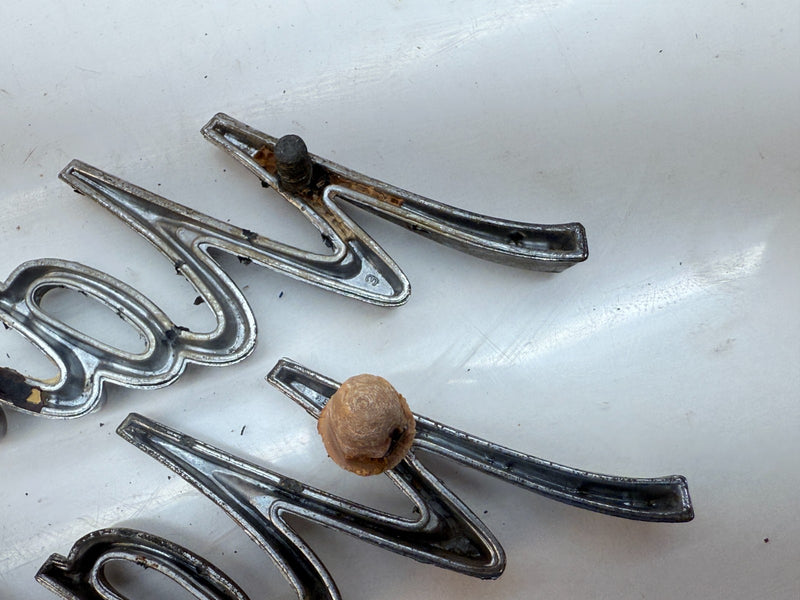 OEM 1966 1967 Chevy Malibu PAIR Chrome Script Quarter Panel Emblem E5-37