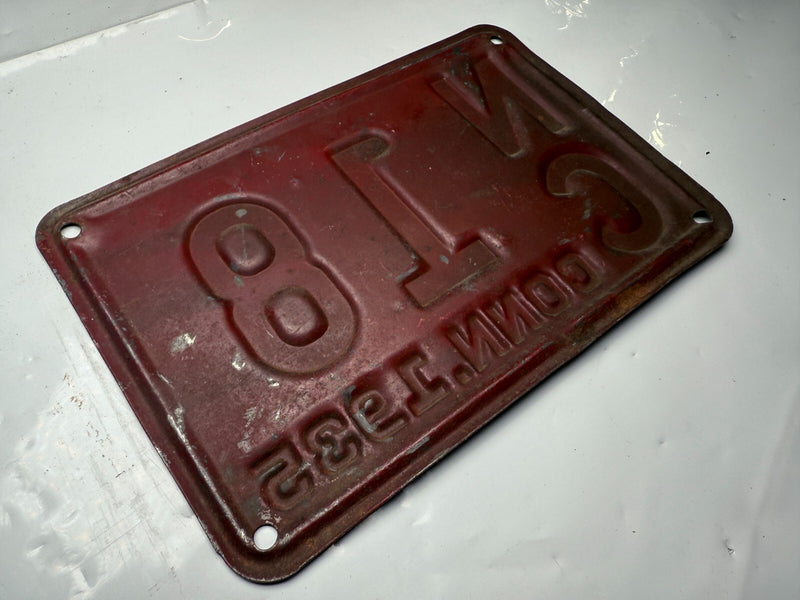 Original 1935 Connecticut License Plate NC 18 YOM DMV Ford Chevy Dodge