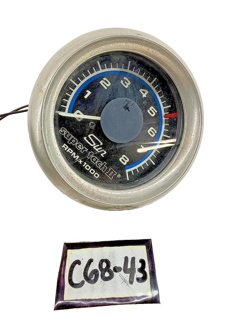 RARE 1960'S 1970'S SUN SUPER TACH 9K BLUE LINE TACHOMETER SST-709 FORD MOPAR GM