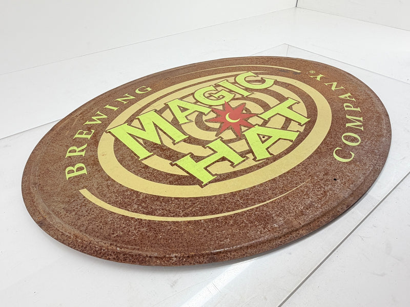 Rare Vintage 1990's Magic Hat Brewing Double Sided Oval Metal Sign Vermont Beer
