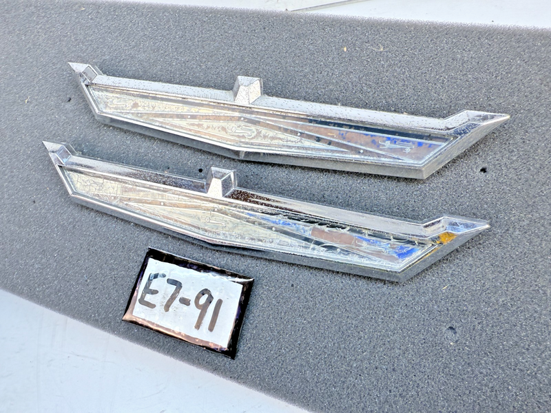 OEM 1965 Ford Galaxie 500 PAIR Lion Crest Trunk Lid Emblem Ornament E7-91