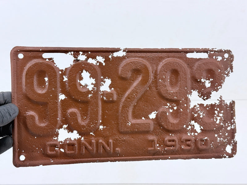 Original Paint 1930 CT 99-293 Connecticut License Plate Garage Metal Sign C47-22