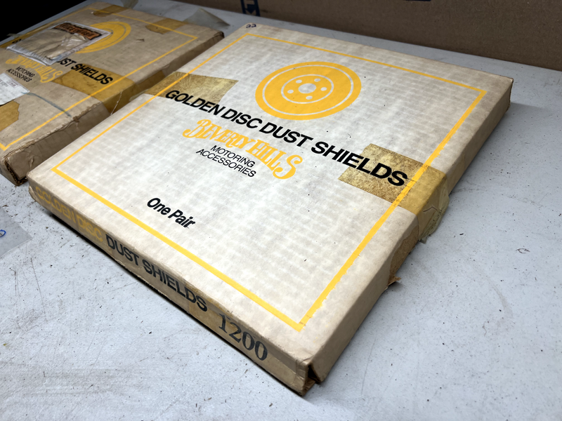 NOS 1960'S Pair Beverly Hills  Golden Disc Dust Shields #1200 Ford? U1C-B6