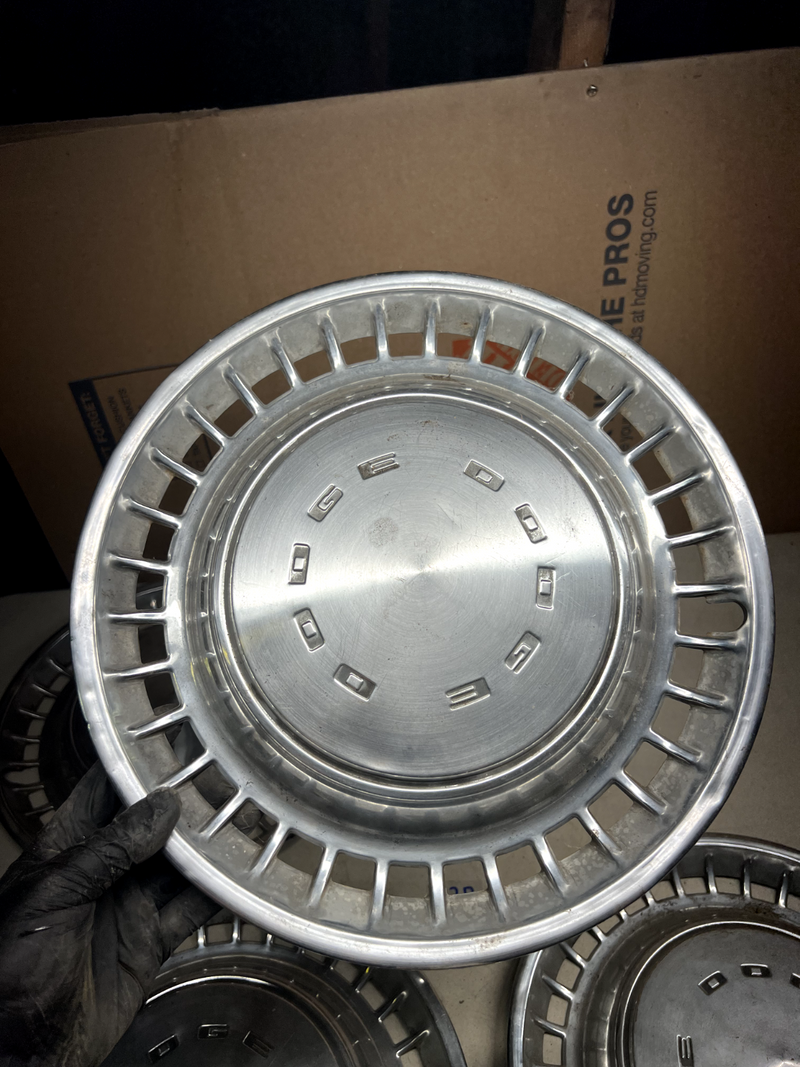 OEM 1972-76 Dodge Charger Van Challenger MOPAR Set 4 Hubcaps Good Shape U3B-11
