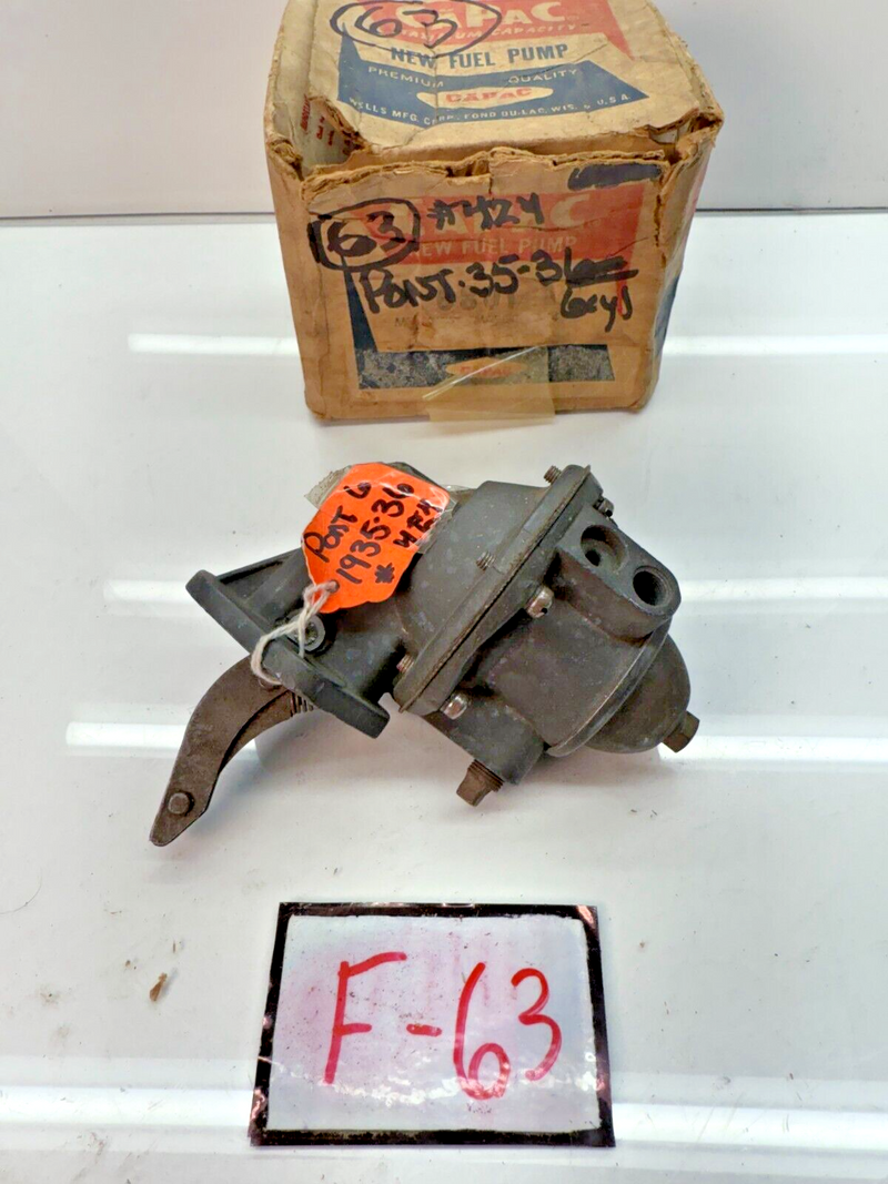 NORS AC 1935 1936 PONTIAC 6 + 8 CYL.  FUEL PUMP FOR MODERN FUELS 424 USA F-63