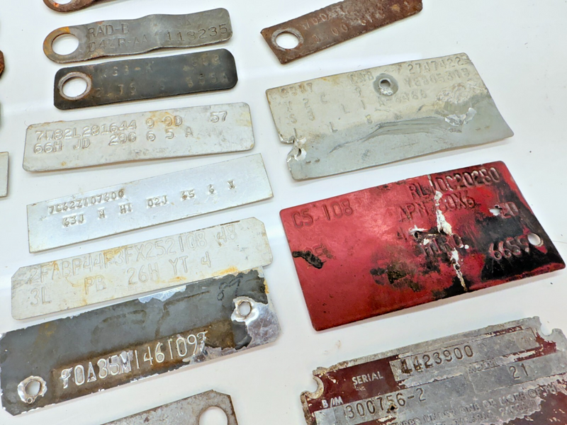 60- Vintage OEM LOT Metal Plate Tag VIN Plate Badge Emblem Serial Data ID B65-28