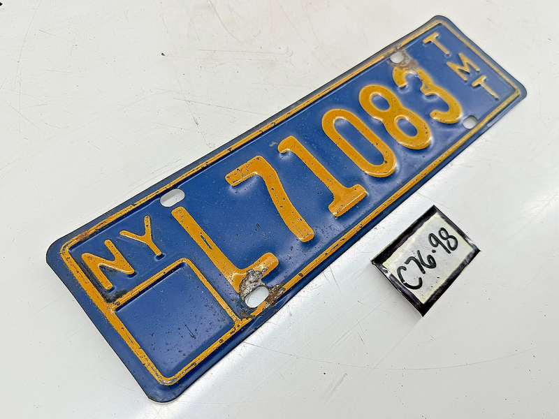Orig. Paint New York TMT L71083 Ton Mile Tax License Plate NY L71083 C76-98