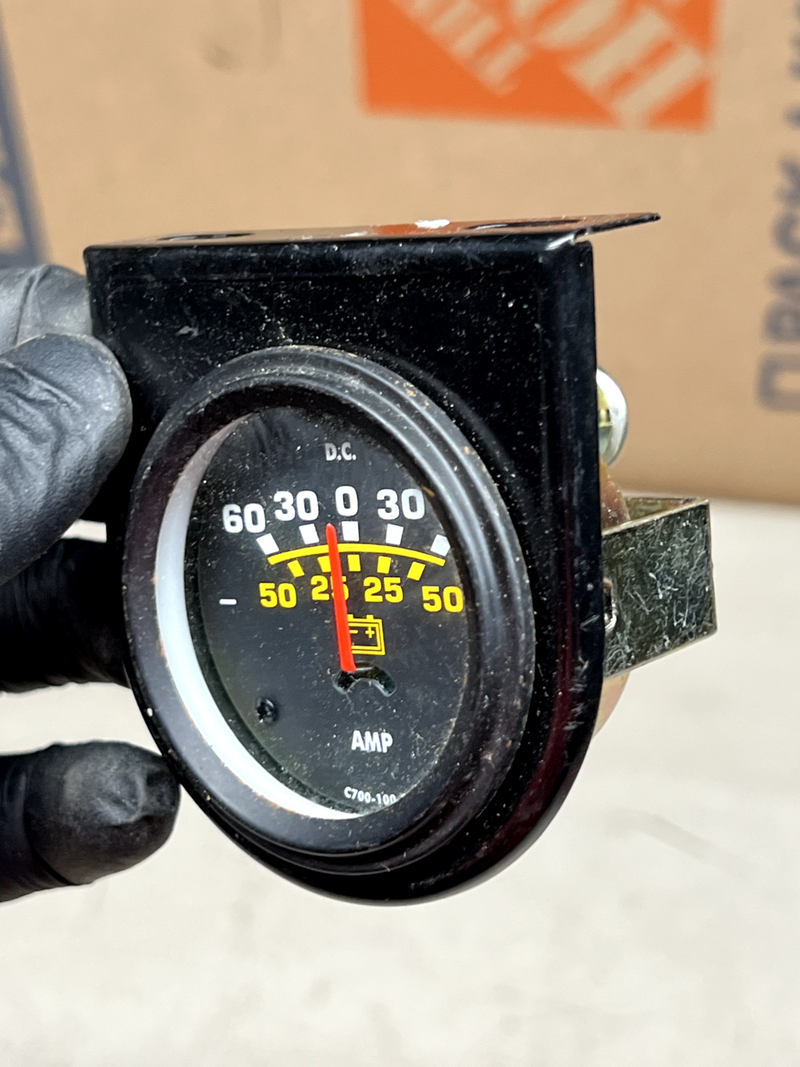 Vintage Amp Ammeter Gauge Black with Mounting Plate Hot Rat Rod B38-7