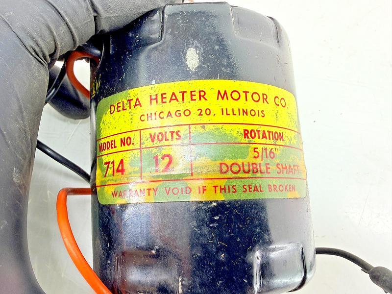NOS DELTA HEATER MOTOR 714 - ROTATION CCW CW- 5/16" DOUBLE SHAFT 12V C74-8