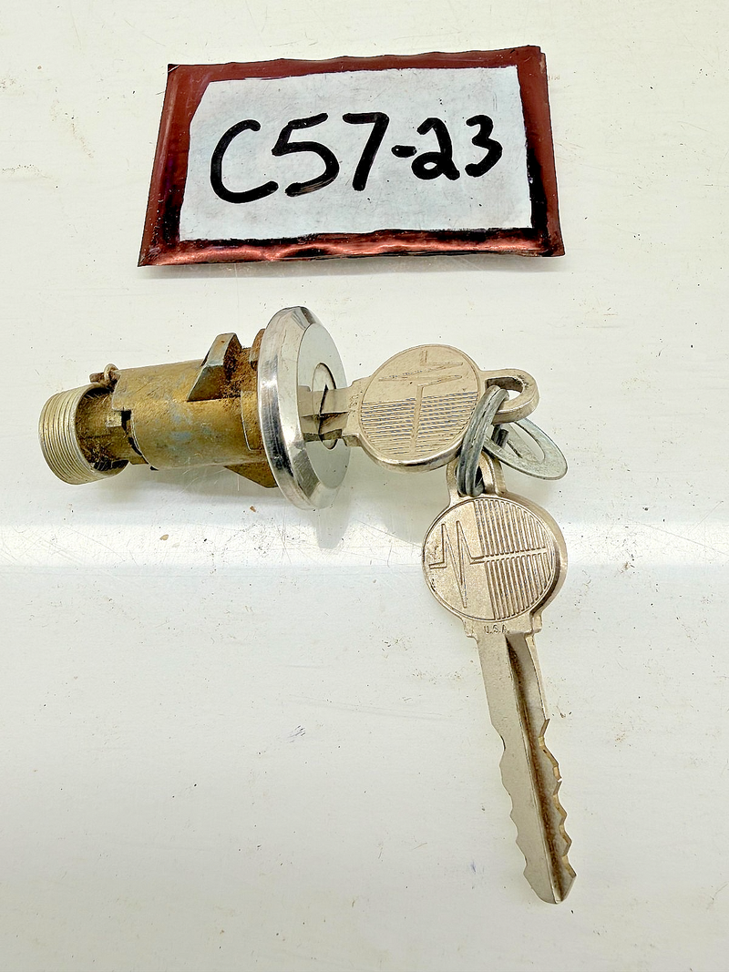 NOS 1964 - 1977 FORD LINCOLN MERCURY Trunk Lock Cylinder & Keys C57-23