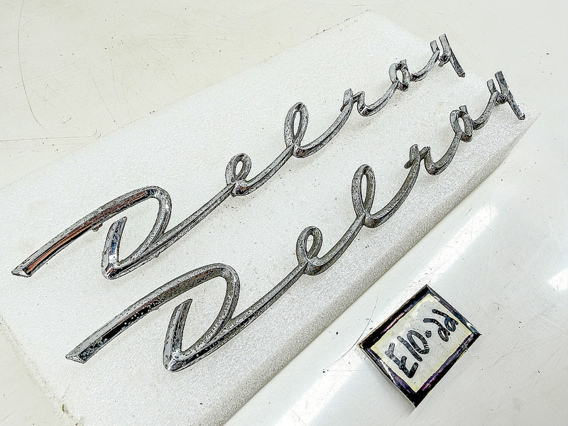 Vintage RARE OEM 1958 CHEVROLET DELRAY SCRIPT EMBLEM PAIR E10-22