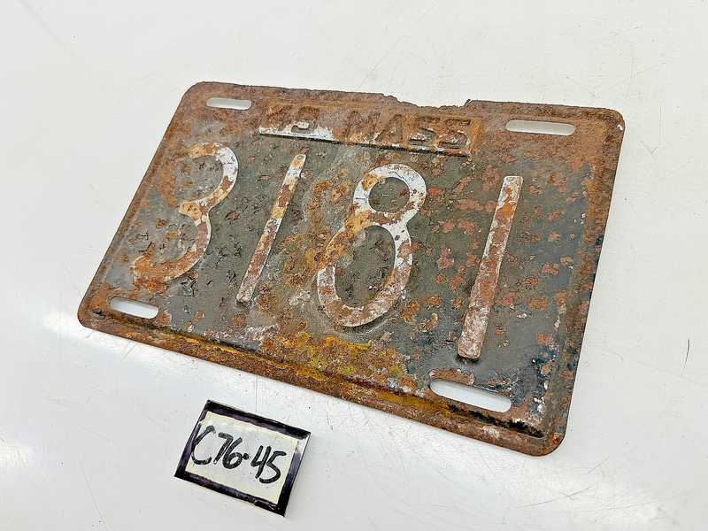 Vintage 1949 3181 Massachusetts License Plate Sign MA 3181 C76-45