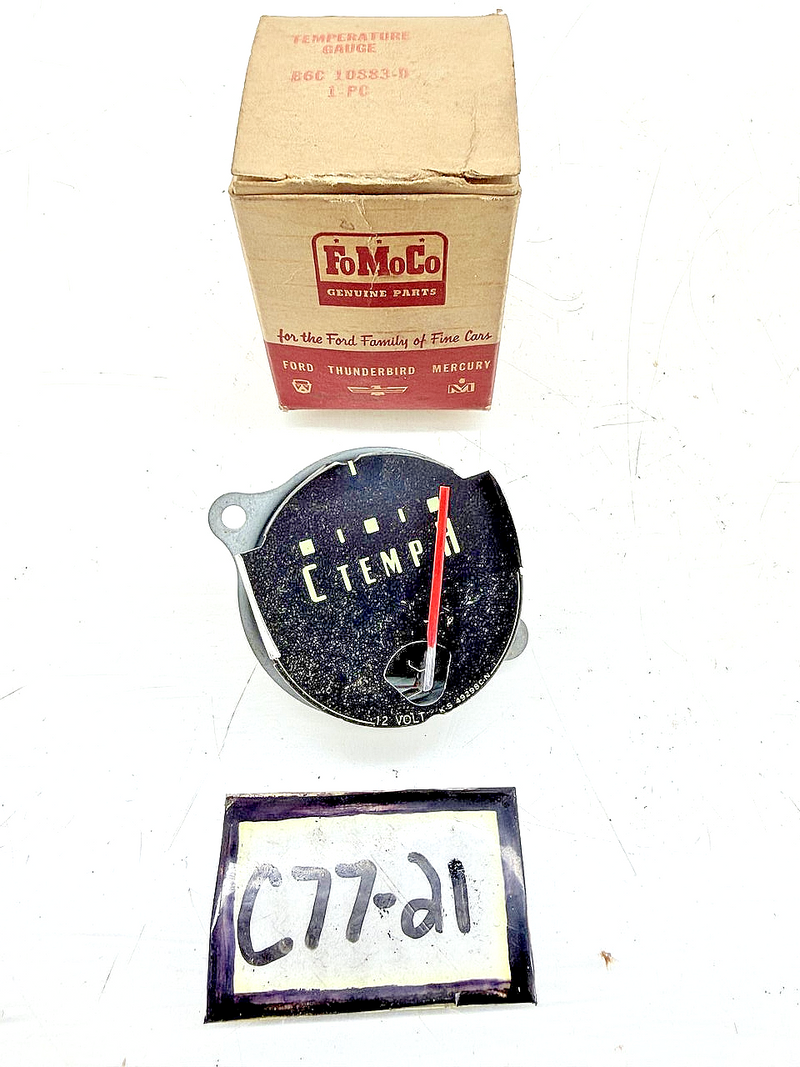 NOS 1956 FORD TRUCK THUNDERBIRD MERCURY TEMPERATURE TEMP GAUGE B6C10883D C77-21