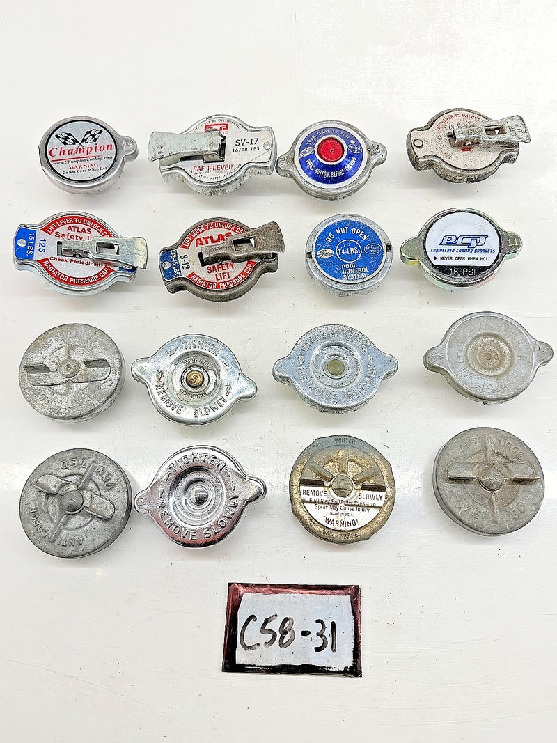 (12) Vintage LOT of 1960's FORD Radiator Caps Chevy Dodge Camaro Mustang C58-31