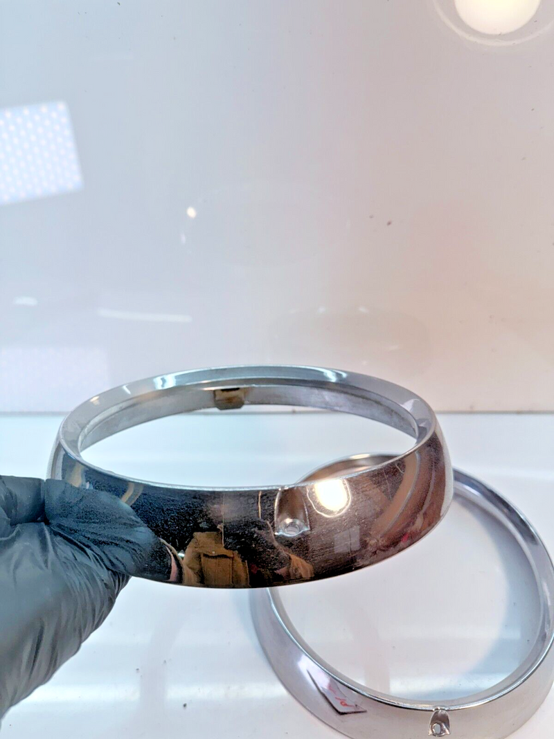 Jeep CJ Chrome Headlight Bezels Trim Beauty Ring Bezel Pair CJ7 CJ5 CJ8 C24-19