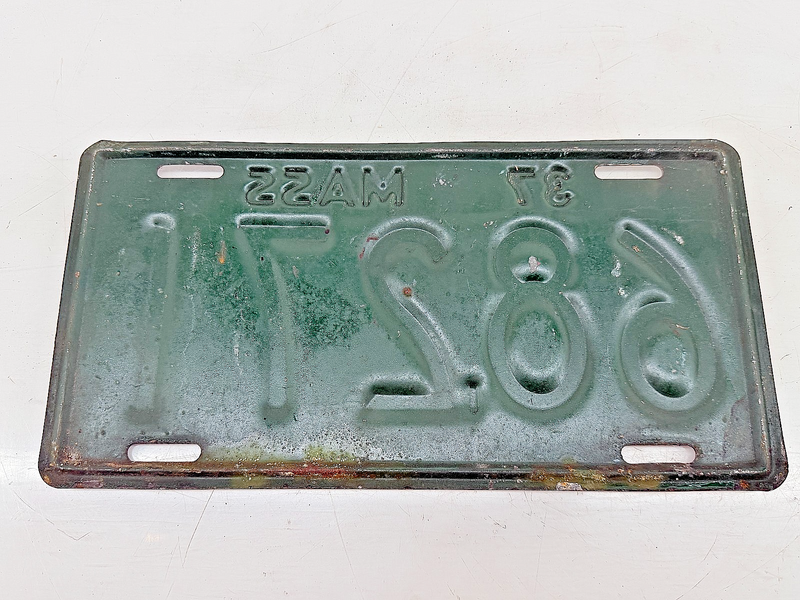 Orig. Paint 1937 68271 Massachusetts License Plate Sign MA 68.271 C76-31