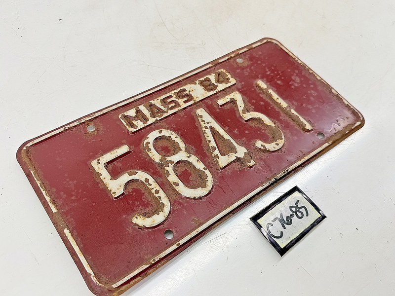 Vintage 1964 58431 Massachusetts License Plate Sign MA 58431 C76-85