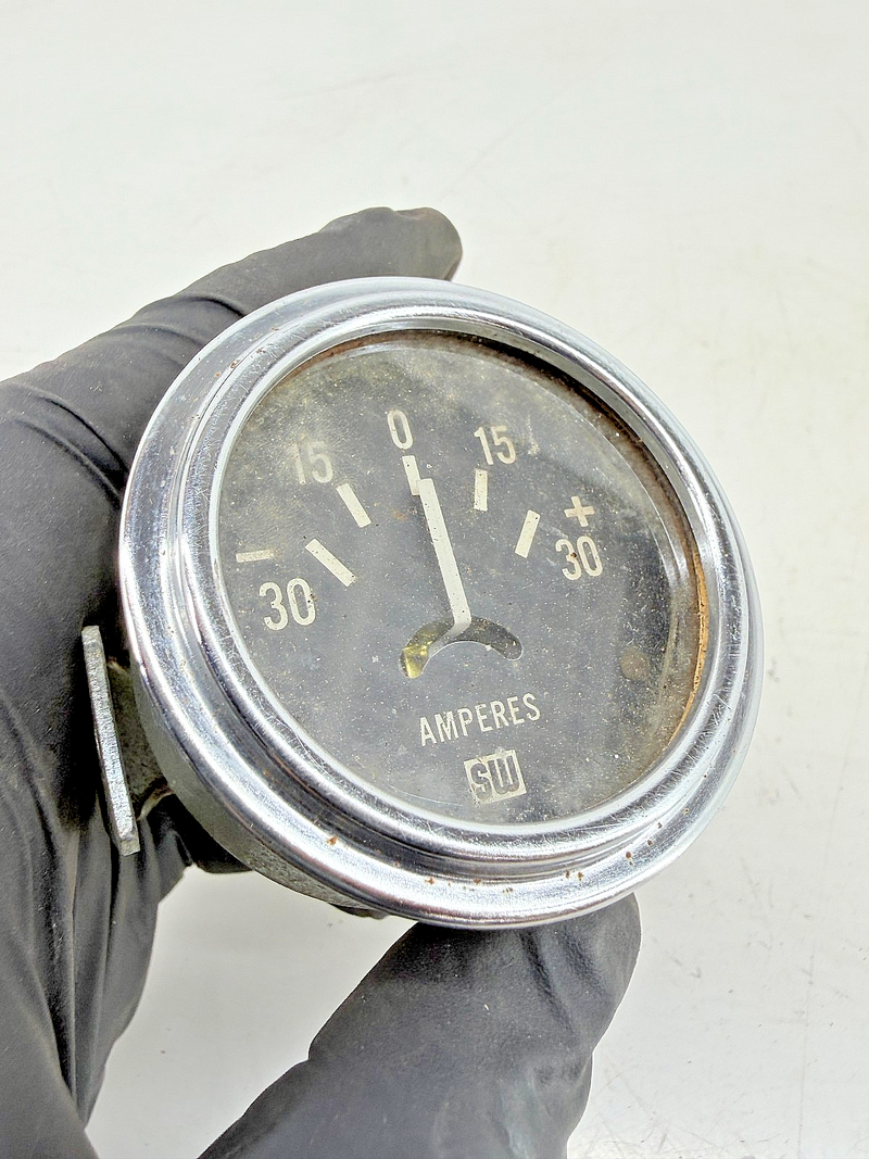 Vintage 1950s - 1960s Hot Rod Stewart Warner Ammeter 30 Amp Gauge 424784 C39-58