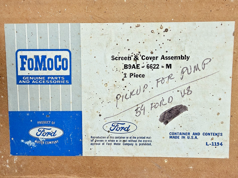 NOS 1959 Ford Oil Pump Pickup Tube Screen B9AE-6622-M Y-Block V8 Engine C52-7