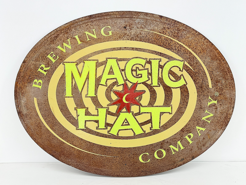 Rare Vintage 1990's Magic Hat Brewing Double Sided Oval Metal Sign Vermont Beer
