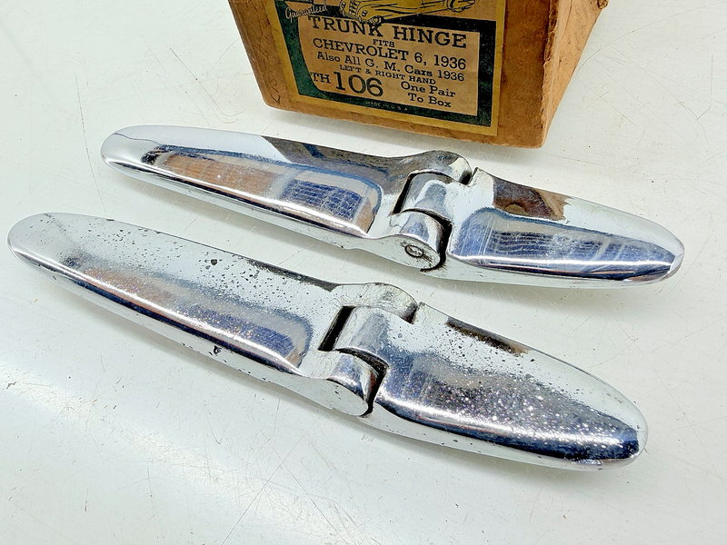 NOS 1936 Chevrolet Pontiac Oldsmobile Buick Chrome Trunk Hinges TH 106 C72-17