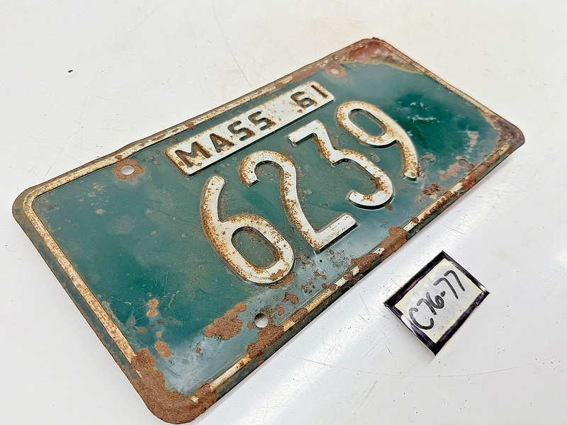 Orig. Paint 1961 6239 Massachusetts License Plate Sign MA 6239 C76-77