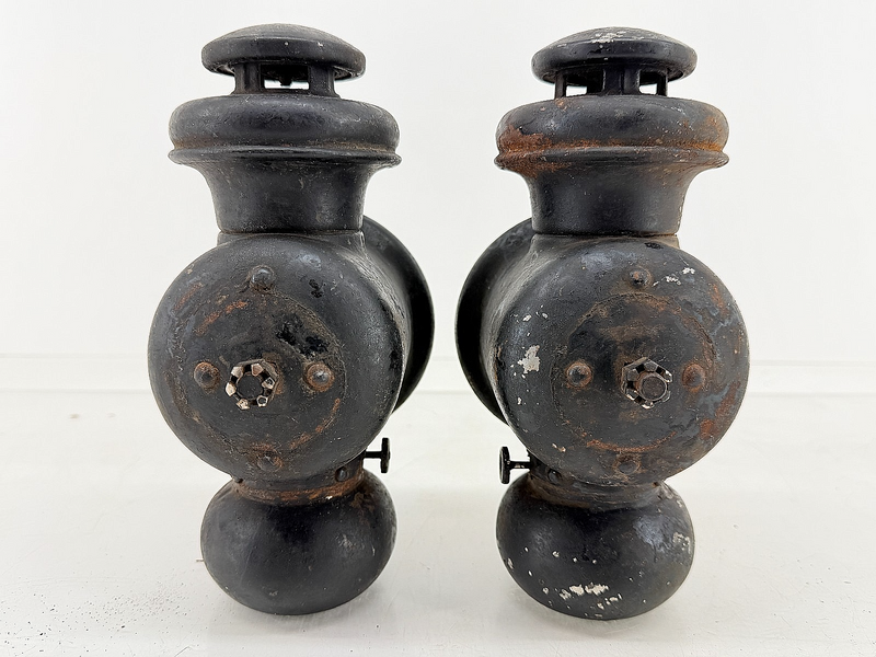 PAIR Authentic Early 20th Century Ford Model T Kerosene Side (Cowl) Lamps C63-17
