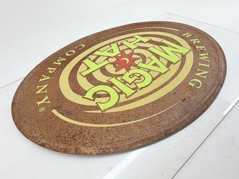 Rare Vintage 1990's Magic Hat Brewing Double Sided Oval Metal Sign Vermont Beer