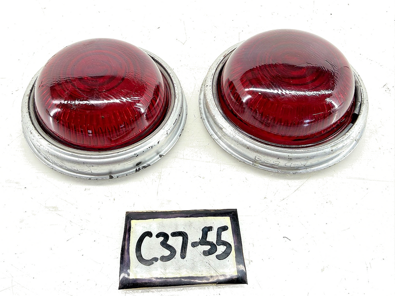 NOS Vintage KD Lamp Co KD 539 SEMA Approved PAIR Red Glass Lens & Housing C37-55