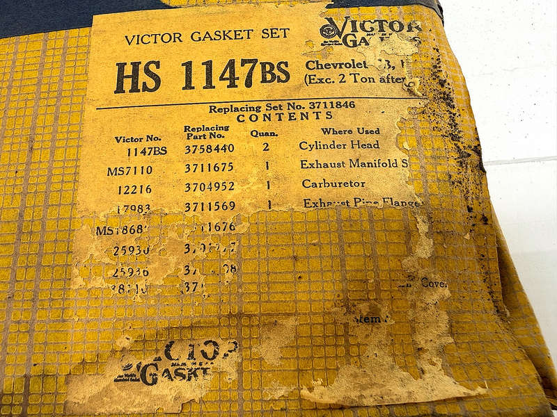 NOS 1955 1956 1957 Chevrolet Corvette BelAir Victor Gasket Set HS 1147BS B54-73