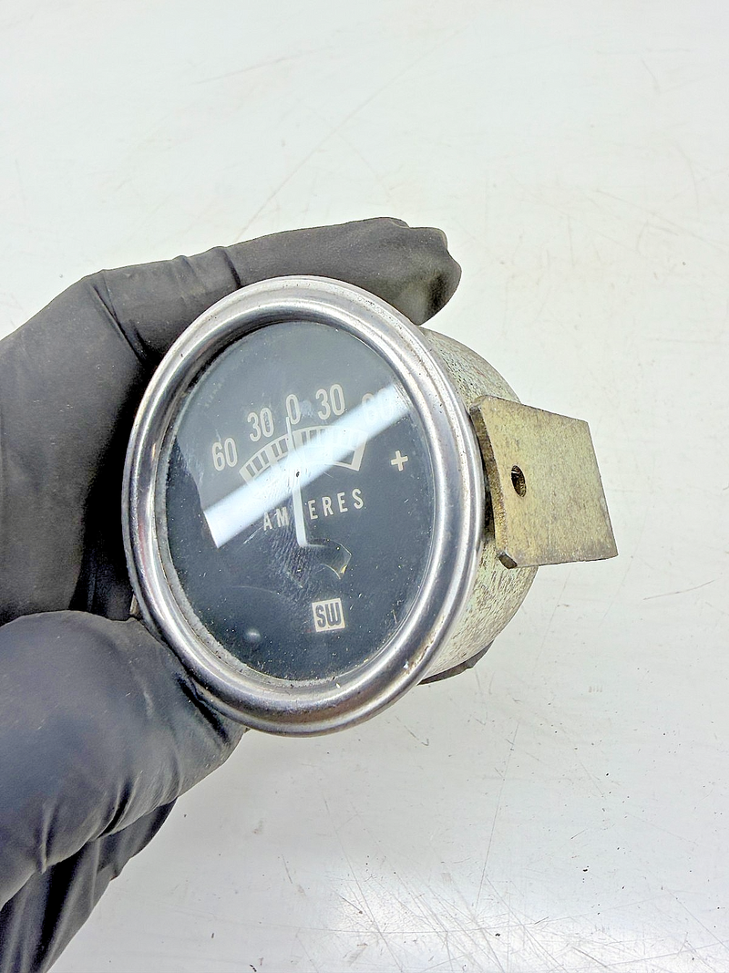 Vintage 1950s - 1960s Hot Rod Stewart Warner Ammeter 60 Amp Gauge 827477 C39-61