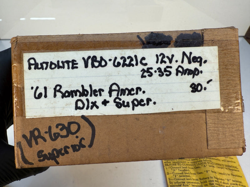 NOS Autolite 1961 RAMBLER Voltage Regulator 3161271 / 3.012 / VBO-6221C 61 C16-5
