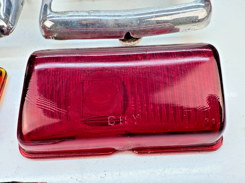 OEM 1946 1947 1948 DODGE DELUXE D24 Chrome Taillight Bezels & Red Glass B84-20
