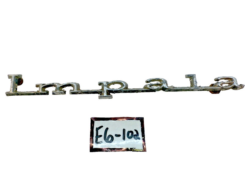 OEM 1967 Chevy Impala Rear Quarter Panel Emblem Nameplate Script E6-102