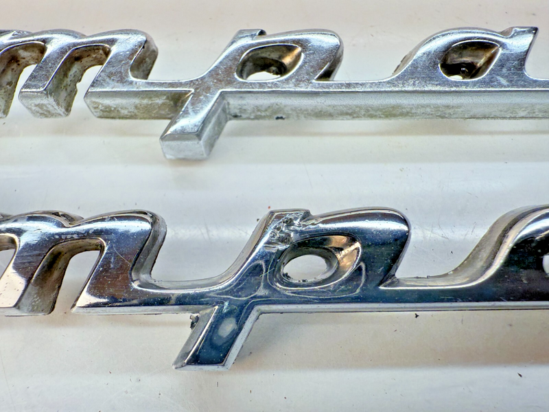 OEM 1960 Chevy Impala Pair Quarter Panel Script Name Plate Emblem 60 B32-313