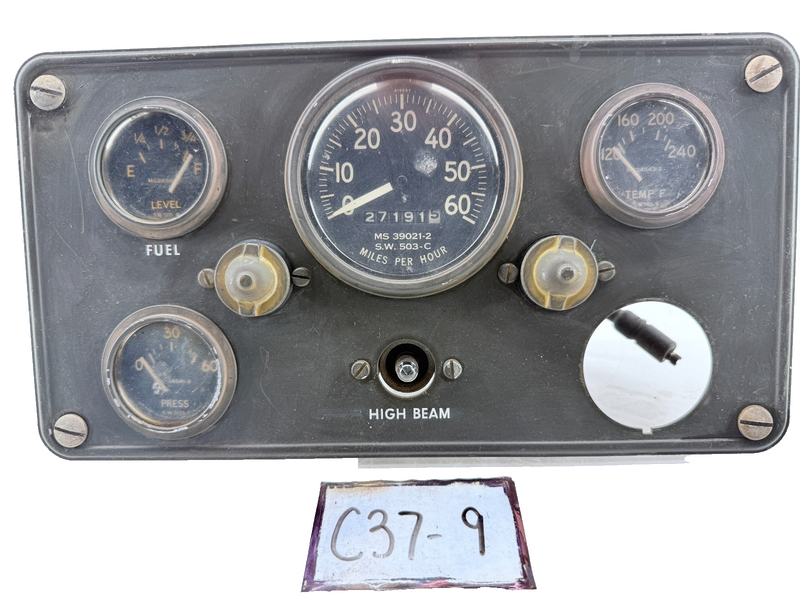 Original Jeep Willys Kaiser M38 Instrument Panel Gauge Speedometer Cluster C37-9