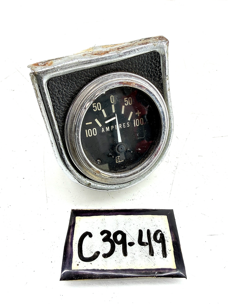 Vintage 1950s Hot Rod Stewart Warner Ammeter 100 Amp Teardrop Pod 827508 C39-49
