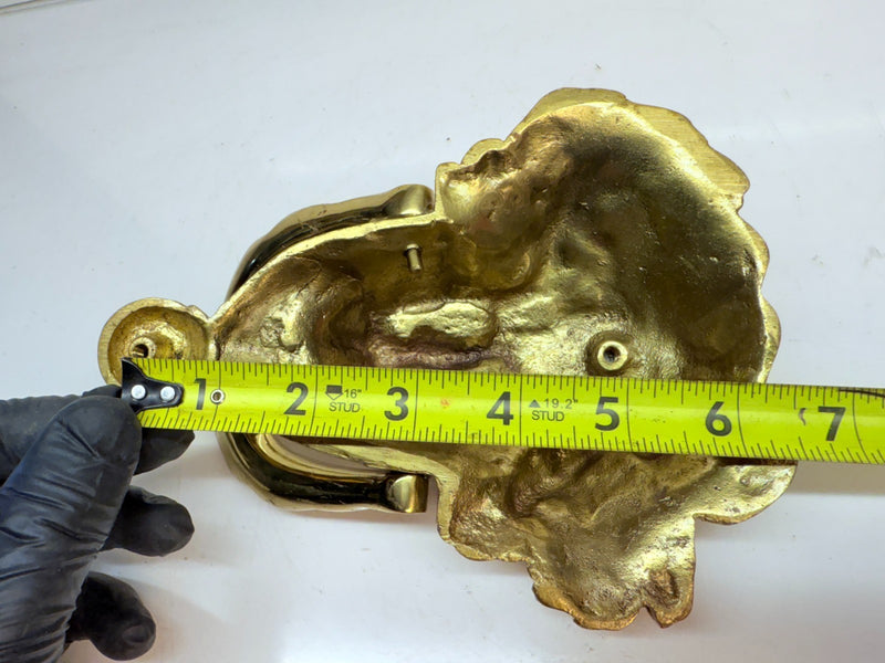 VINTAGE ANTIQUE BRASS LADY GODESS FIGURE SALVAGED DOOR KNOCKER 7" B68-20