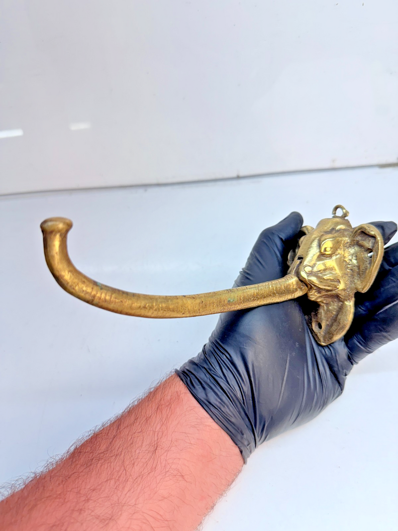 VINTAGE ANTIQUE BRASS ELEPHANT LONG TRUNK DOOR KNOCKER 7" B68-13