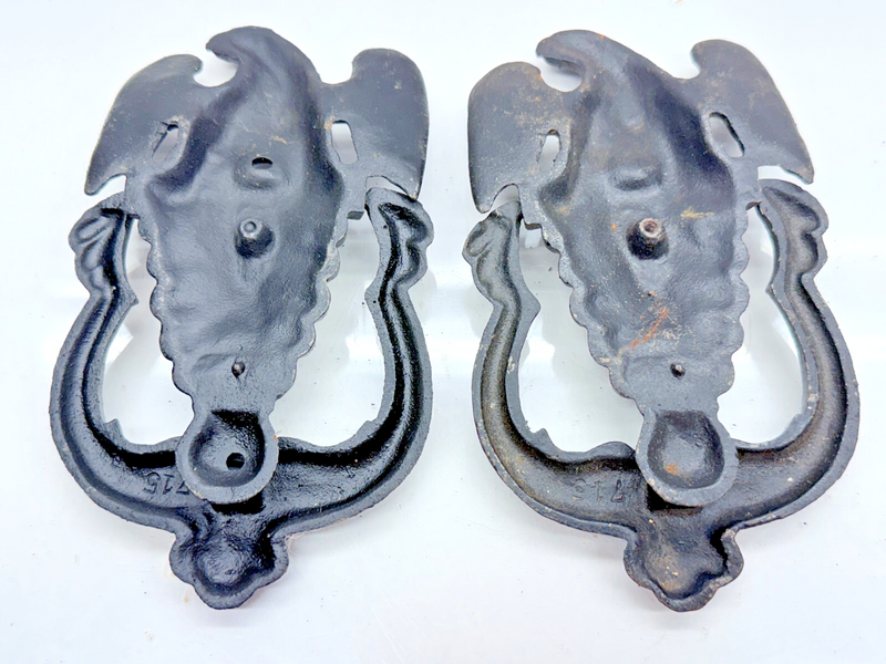 VINTAGE Pair Cast Iron Eagle Door Knocker Patriotic Americana USA B68-1