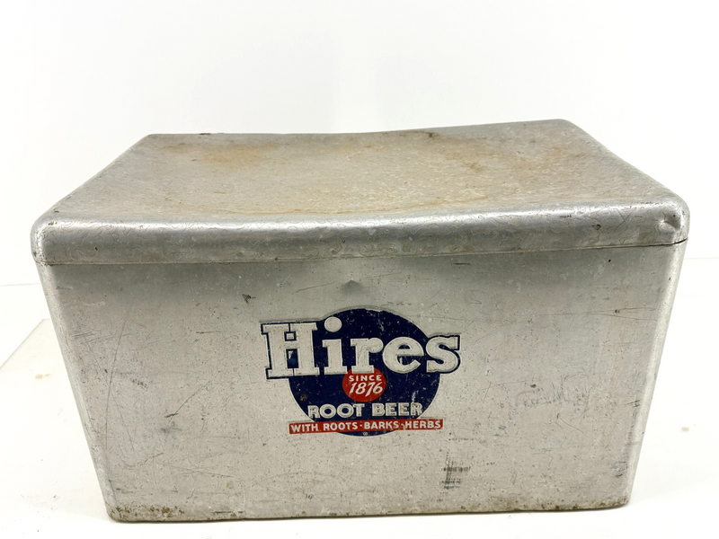 Vintage 1950s Hires Root Beer Metal Advertising Cooler Ice Chest Aluminum Picnic