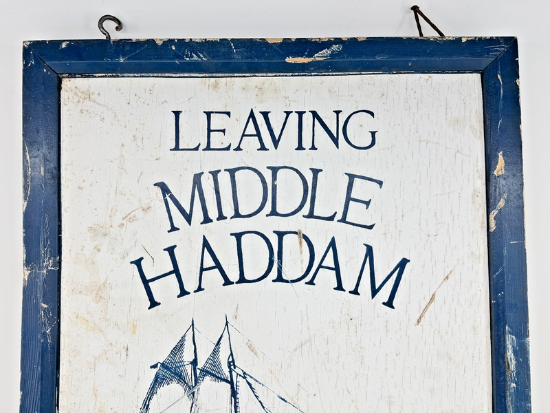 Vintage 2-Sided 2'x3' Wood Sign Entering/Leaving Middle Haddam Historic District
