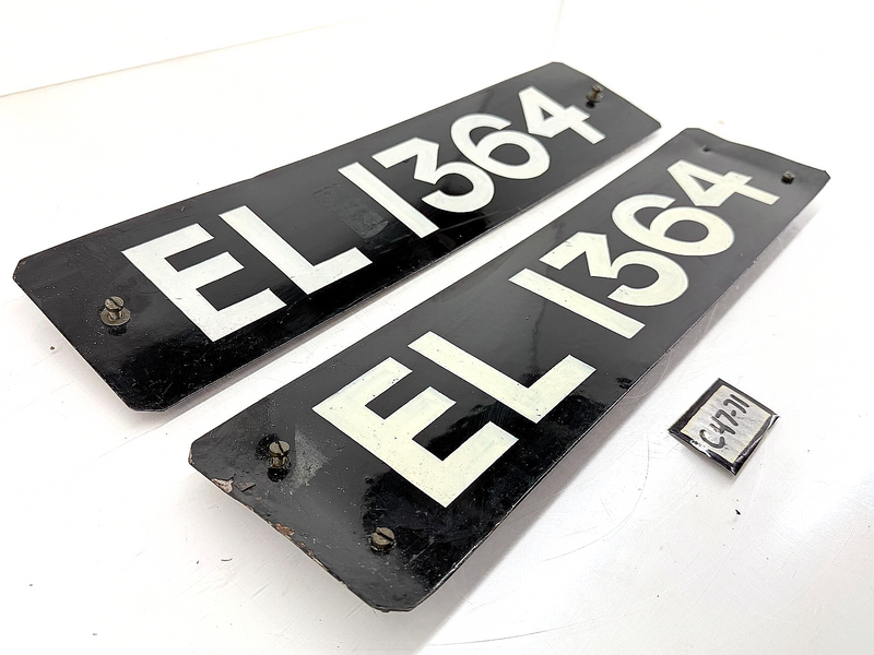 Porcelain PAIR Pre 1932 EL 1364 Bournemouth British License Plate Sign C47-71