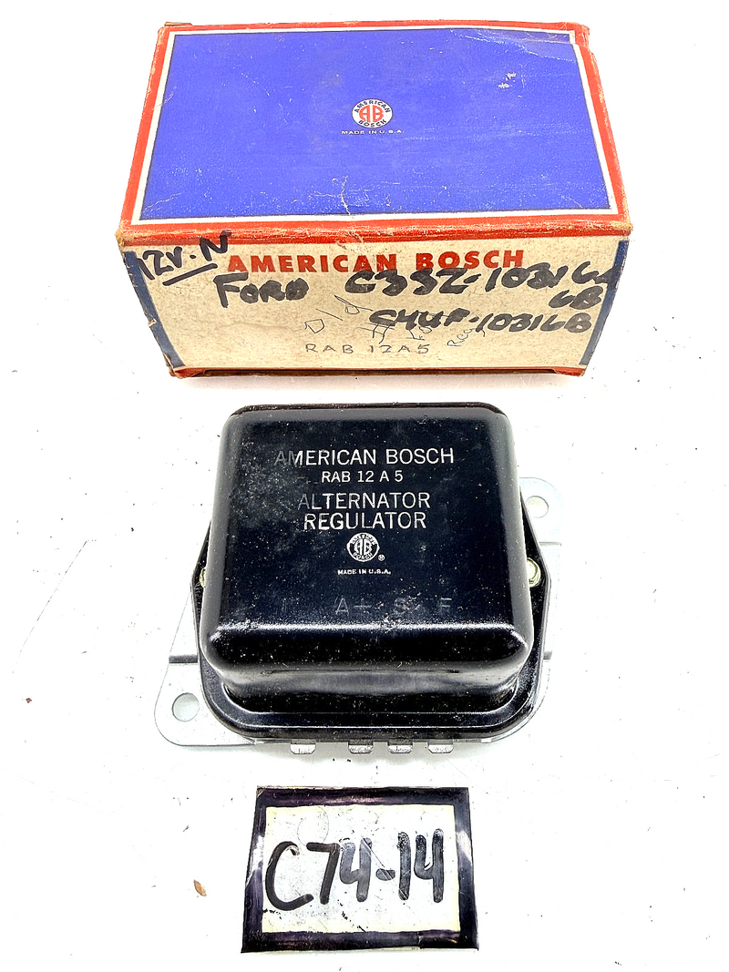NOS 1965 - 1977 Mustang Cougar Ford F100 F350 VOLTAGE REGULATOR RAB 12A 5 C74-14