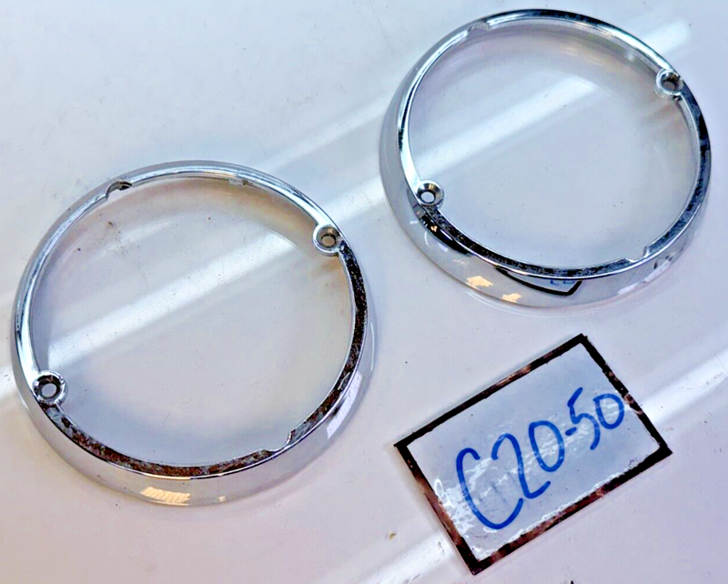 NOS 1950 1951 OLDSMOBILE 98 PAIR of CHROME TAIL LAMP LIGHT BEZEL 5939088 C20-50