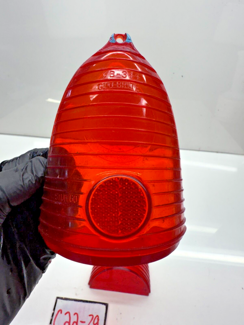 Vintage 1955 Chevy Glo-Brite GB-344 Red Stop Tail Light Lens 5945878 55 C22-29
