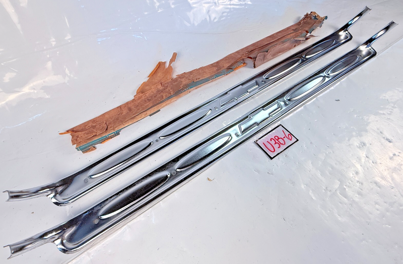 NOS 1960 - 1966 Chevrolet Pickup Ex G10 Pair Front Door Sill Plate 3882418 U3B-6
